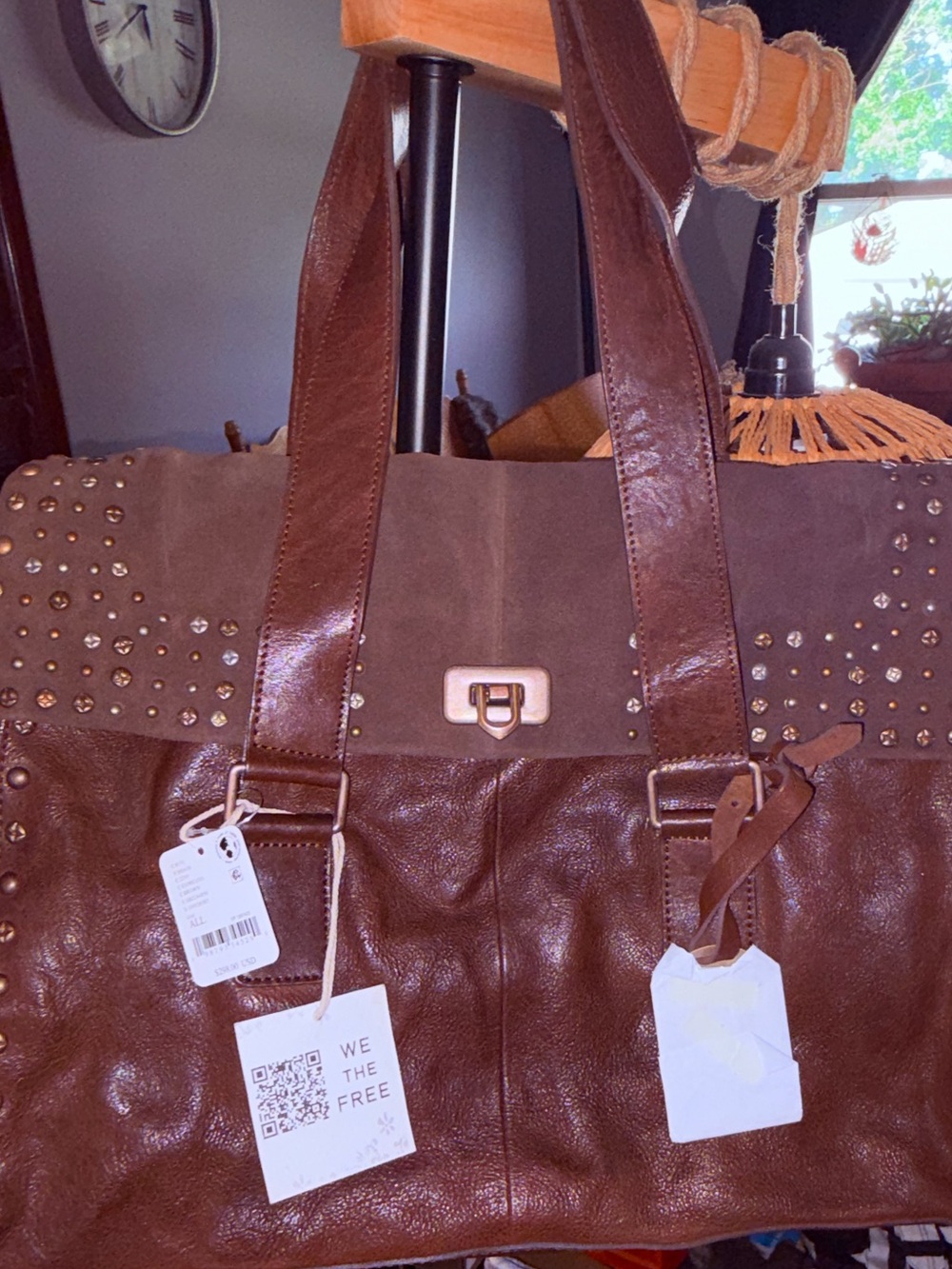 We The Free Espresso  Studded Leather Tote - Picture 10 of 11